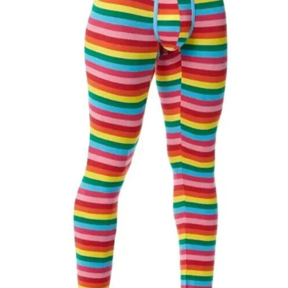 JOCKMAIL Rainbow Mens LARGE Base Layer Pants Cotton Long Johns Legging New Tags - Picture 1 of 12